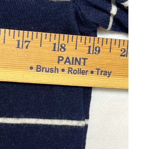Talbots Sweater Women’s XL Blue White Striped 100% Merino Wool 3/4 Sleeve - Picture 5 of 6